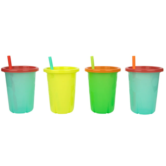 Take & Toss Straw Cups, 10 Oz Toddler Sippy Cups – 4 Pack