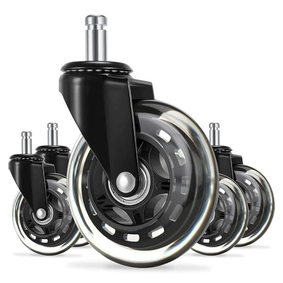Take Ur Seat Office Chair Caster Wheels Replacement Rubber Chair casters for Hardwood Floors and Carpet, Heavy Duty Chair mats Universal fit .Set of 5(Blade Wheels)