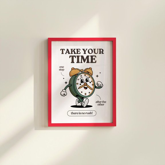 Take Your Time Clock Retro Playroom Wall Art Print, Striking Nursery Theme For Bedroom And Nursery Wall Decor