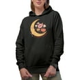 thumbnail image 1 of Take a Moment to Breathe, Boho Moon & Flowers Art Merch Gift, Black Hooded Sweatshirt or Hoodie, Medium, 1 of 5