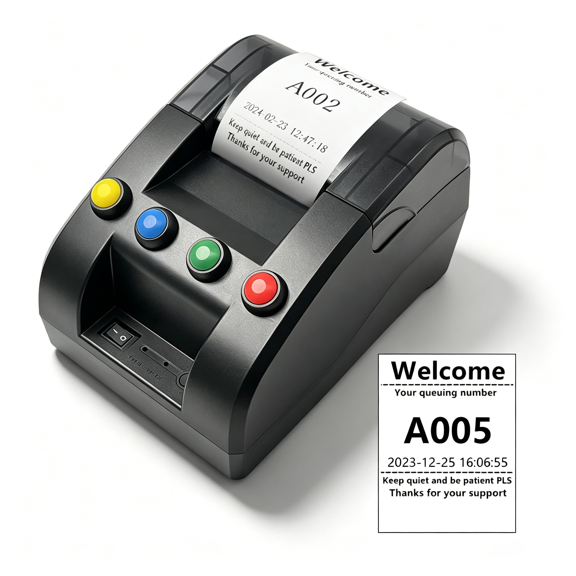 Take a Number Printer Ticket Thermal Printer Machine with 57mm Receipt Ticket Roll for Wireless Calling System for Haunted House