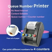 Take a Number Printer Ticket Thermal Printer Ticket Machine with 57mm Receipt Ticket Roll for Wireless Calling System TP-4 Way