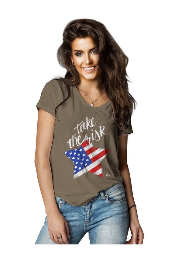 Take a Risk T-Shirt by Daisy Bella, Extra Large, Military Green