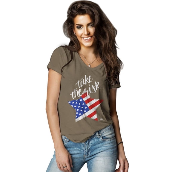 Take a Risk T-Shirt by Daisy Bella, Extra Large, Military Green