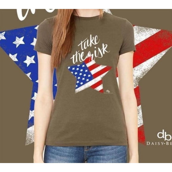 Take a Risk T-Shirt by Daisy Bella, Large, Military Green