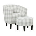 thumbnail image 1 of Take a Seat Churchill Accent Chair with Ottoman in Gray and White Plaid Fabric, 1 of 7