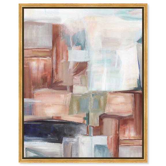 Take it Easy Canvas Print Neutral Abstract Art by Art Remedy, Gold Frame, 30 x 36