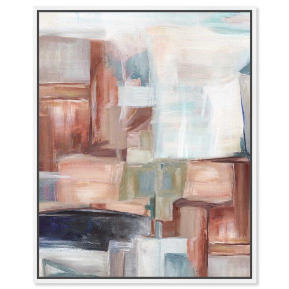 Take it Easy Canvas Print Neutral Abstract Art by Art Remedy, White Frame, 24 x 30