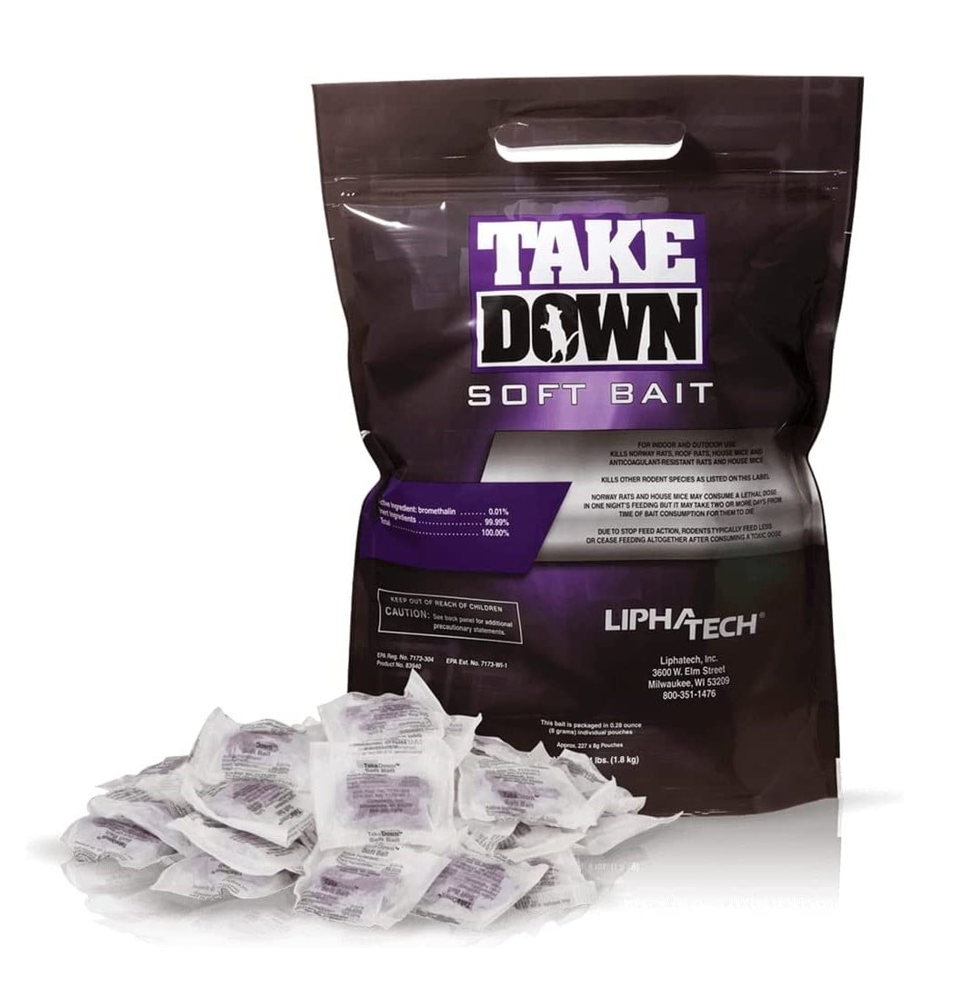 TakeDown II Soft Bait Rodenticide - Controls Mice & Rats - 4 lb Pouch by LiphaTech