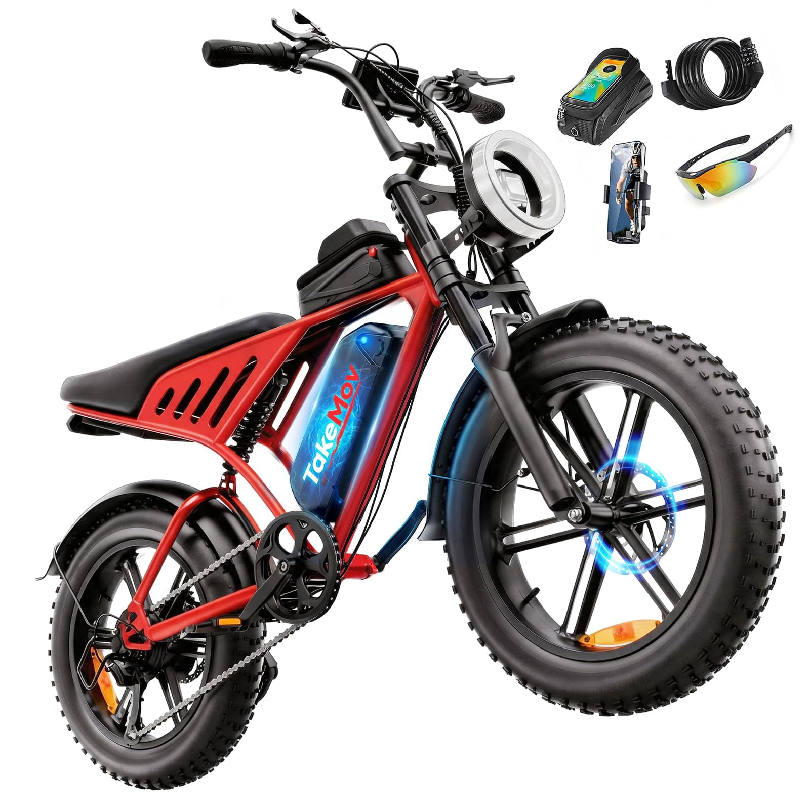 TakeMov Electric Bike for Adults, 750W Motor, 28MPH Class 3, 48V/15Ah, 7-Speed, 60 Miles, 20"x4" Fat Tire Ebike, E Mountain Bike, UL2849