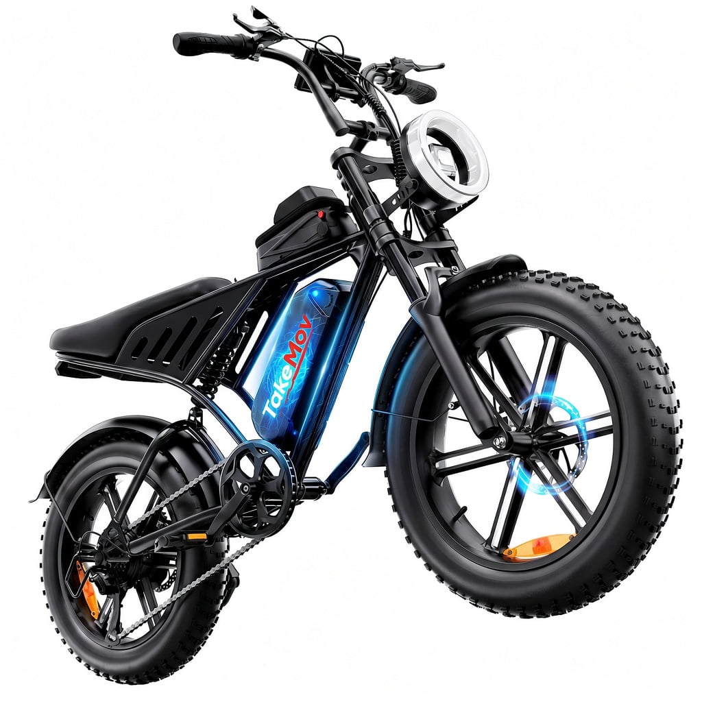 TakeMov Electric Bike for Adults, 750W Motor, 28MPH Class 3, 48V/15Ah, 7-Speed, 60 Miles, 20"x4" Fat Tire Ebike, E Mountain Bike, UL2849
