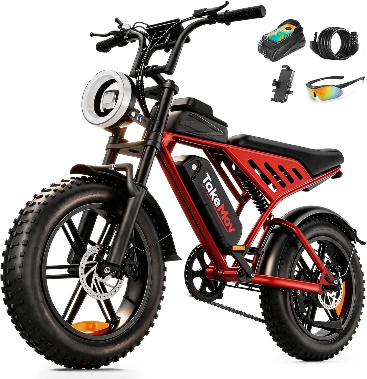 TakeMov Electric Bike for Adults, 750W Motor, 48V/25Ah, 80 Miles, 20"x4" Fat Tire Ebike, 7-Speed, E Mountain Bike, NFC Unlock, Class 3, UL2849