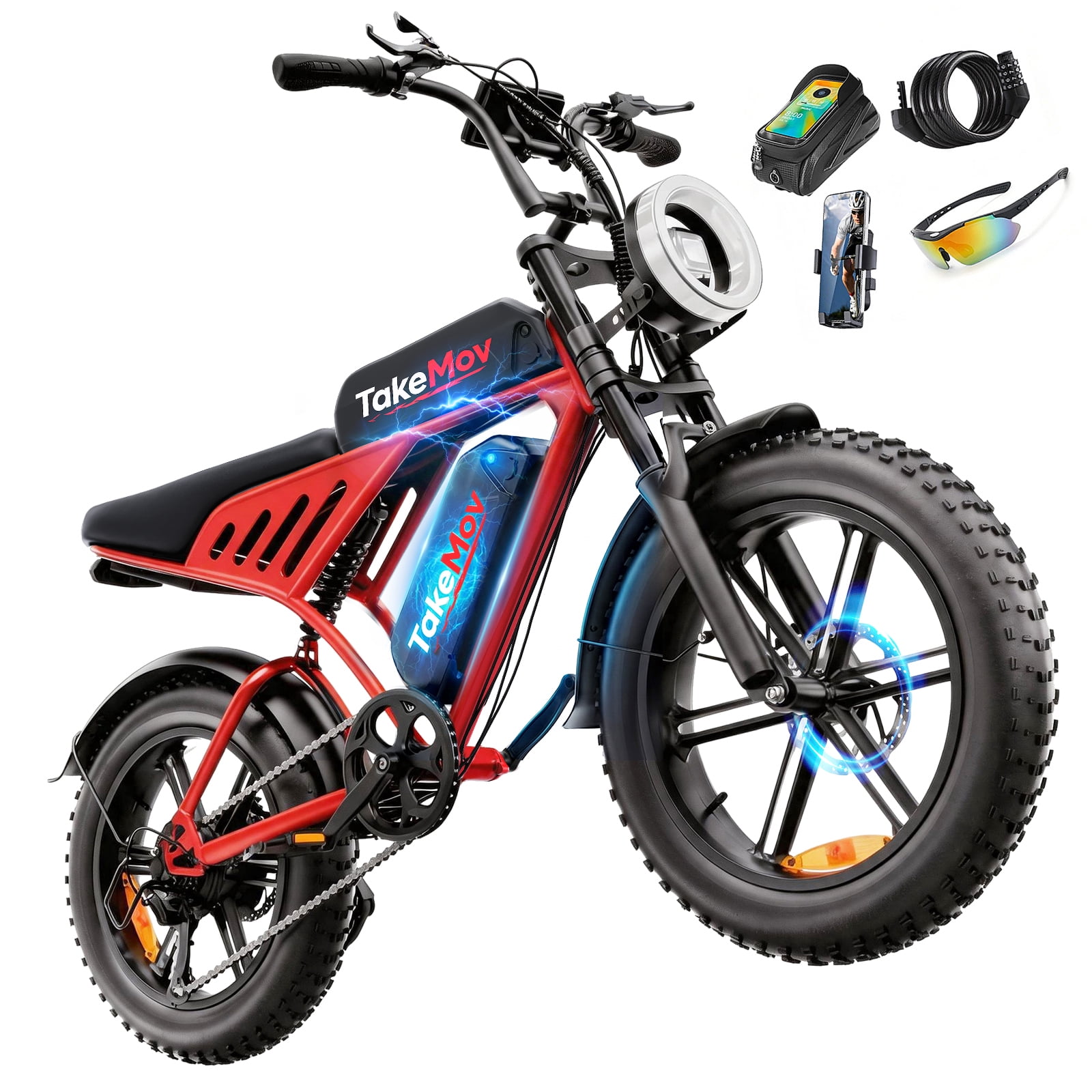 TakeMov Electric Bike for Adults, 750W Motor, 28MPH Class 3, 48V/15Ah, 7-Speed, 60 Miles, 20"x4" Fat Tire Ebike, E Mountain Bike, UL2849