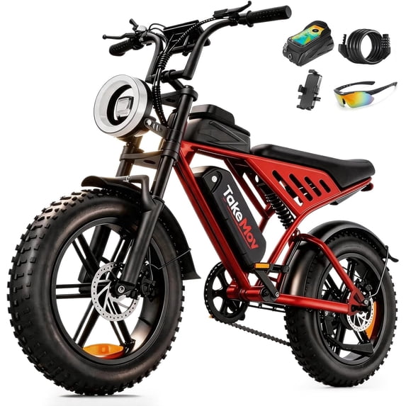 TakeMov Electric Bike for Adults, 750W Motor, 48V/25Ah, 80 Miles, 20"x4" Fat Tire Ebike, 7-Speed, E Mountain Bike, NFC Unlock, Class 3, UL2849