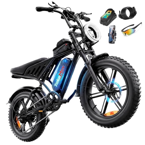 TakeMov Electric Bike for Adults, 750W Peak 1500W Motor, 33MPH & 60 Miles, 20"x4" Fat Tire E-Mountain Bike, NFC Unlock, 48V/15AH, UL2849 Certified