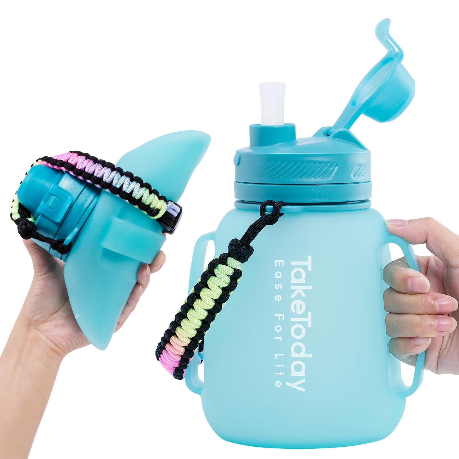 TakeToday 32oz Collapsible Silicone Water Bottle With Straw – BPA-Free, Leakproof For Travel