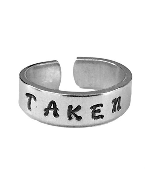 Taken Handstamped Relationship Ring Aluminum - Girlfriend Ring