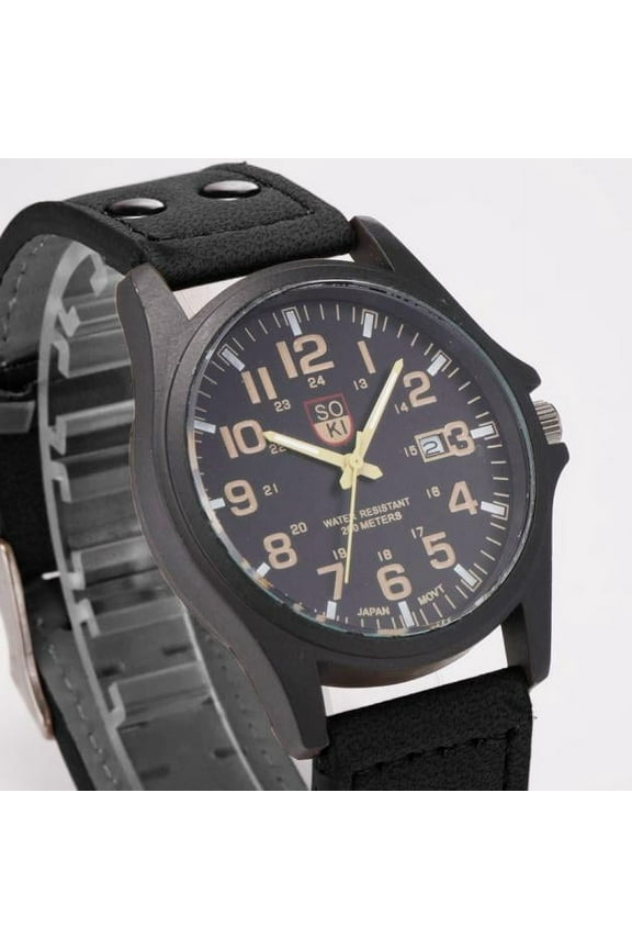 Vintage Classic Men's Waterproof Date Leather Strap Sport Quartz Army Watch