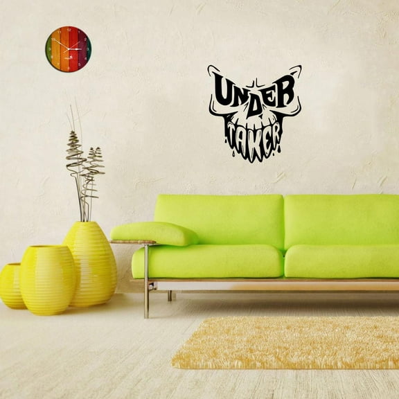 Under Taker Skull Quote Wrestling Mania Wrestle Fighter WWE Motivation Quotes Saying Wall Art Sticker Designs Vinyl Stickers For Home House Walls Rooms Windows Bedroom Decoration Size (10x10 inch)