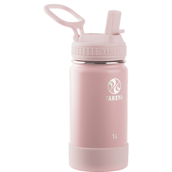 Takeya Actives Kids Stainless Steel Water Bottle w/Straw lid, 14oz Blush