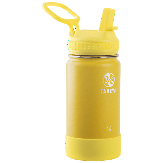 Takeya Actives Kids Stainless Steel Water Bottle w/Straw lid, 14oz Sunflower