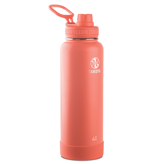 Takeya Actives Stainless Steel Water Bottle w/Spout lid, 40oz Coral