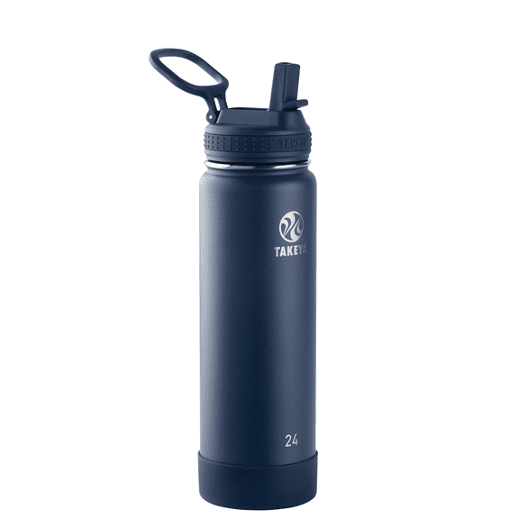 Takeya Actives Stainless Steel Water Bottle w/Straw lid, 24oz Midnight