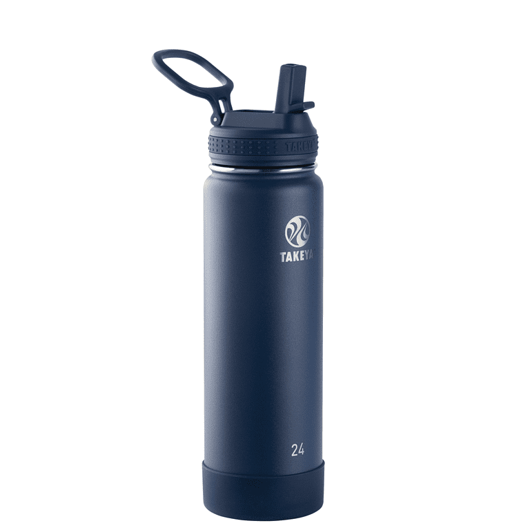 Takeya Actives Stainless Steel Water Bottle w/Straw lid, 24oz Midnight 