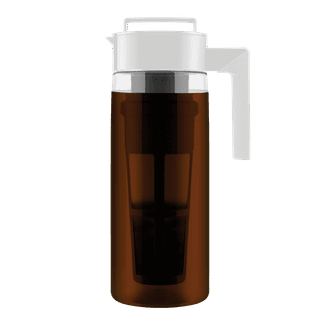 Airtight Cold Brew Iced Coffee Maker Pitcher and Tea Infuser with Spout - 1.0L / 34oz Ovalware RJ3 Brewing Glass Carafe with Removable Stainless