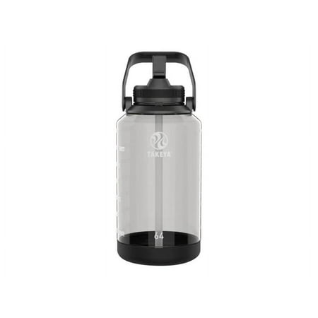 Takeya - Tritan 64-oz. Motivational Water Bottle with Straw Lid - Stormy Black