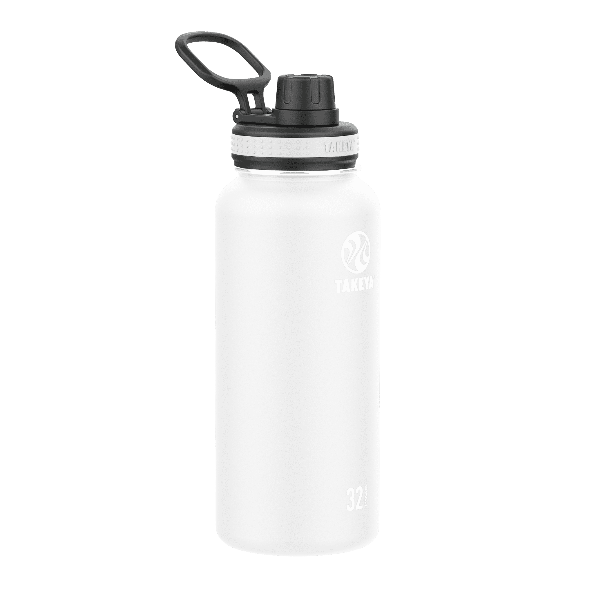 Takeya Originals 32 oz White and Black Double Wall Vacuum Insulated  Stainless Steel Water Bottle with Wide Mouth and Flip-Top Lid