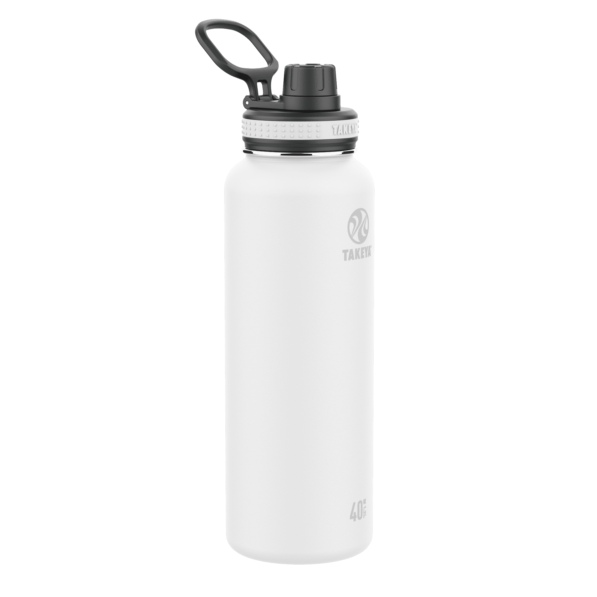 Takeya Originals 40 oz White and Black Double Wall Vacuum Insulated  Stainless Steel Water Bottle with Wide Mouth and Flip-Top Lid