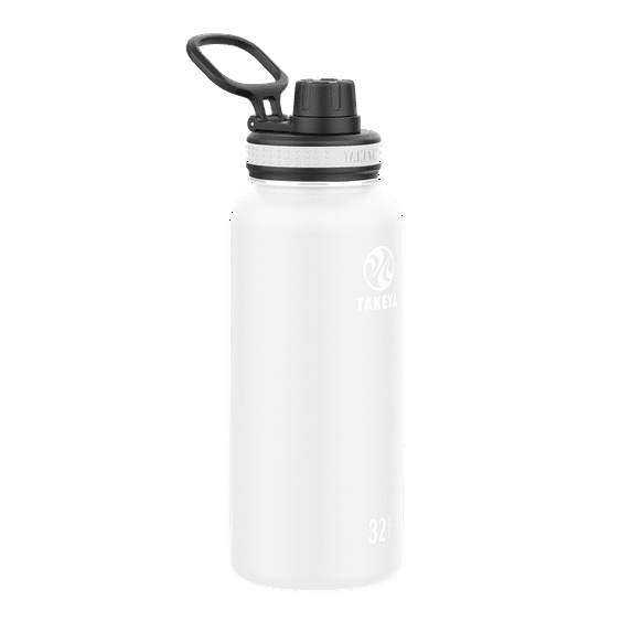 Takeya Originals Spout Water Bottle, Stainless Steel, Vacuum insulated, 32 oz, White