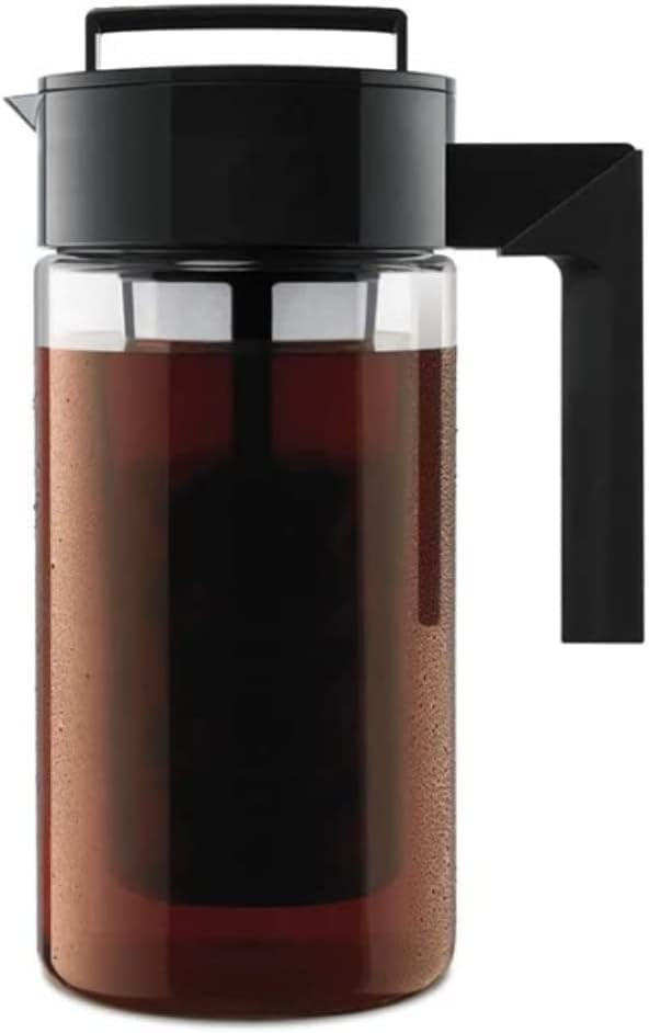 Takeya Cold Brew Tritan Plastic Coffee Maker Pitcher with Airtight Lid, 1 Quart, Black
