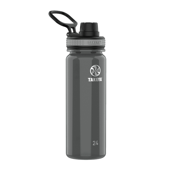 Takeya Tritan Plastic Spout Lid Water Bottle, Lightweight, Dishwasher safe, 24 oz, Black