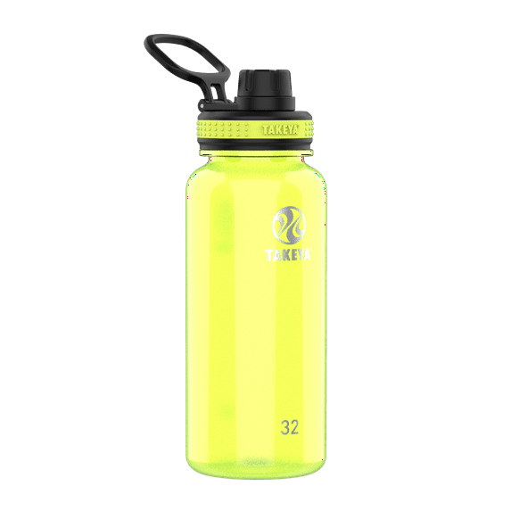 Takeya Tritan Plastic Spout Lid Water Bottle, Lightweight, Dishwasher safe, 32 oz, Wild Lime