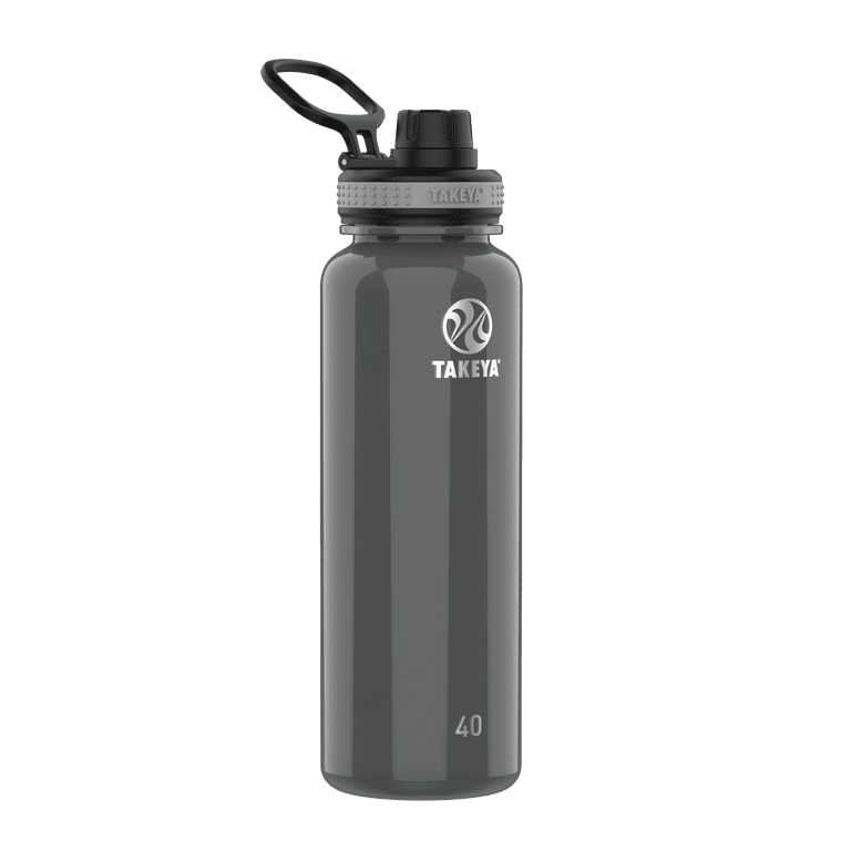 Takeya Tritan Plastic Spout Lid Water Bottle, Lightweight, Dishwasher safe,  40 oz, Black 