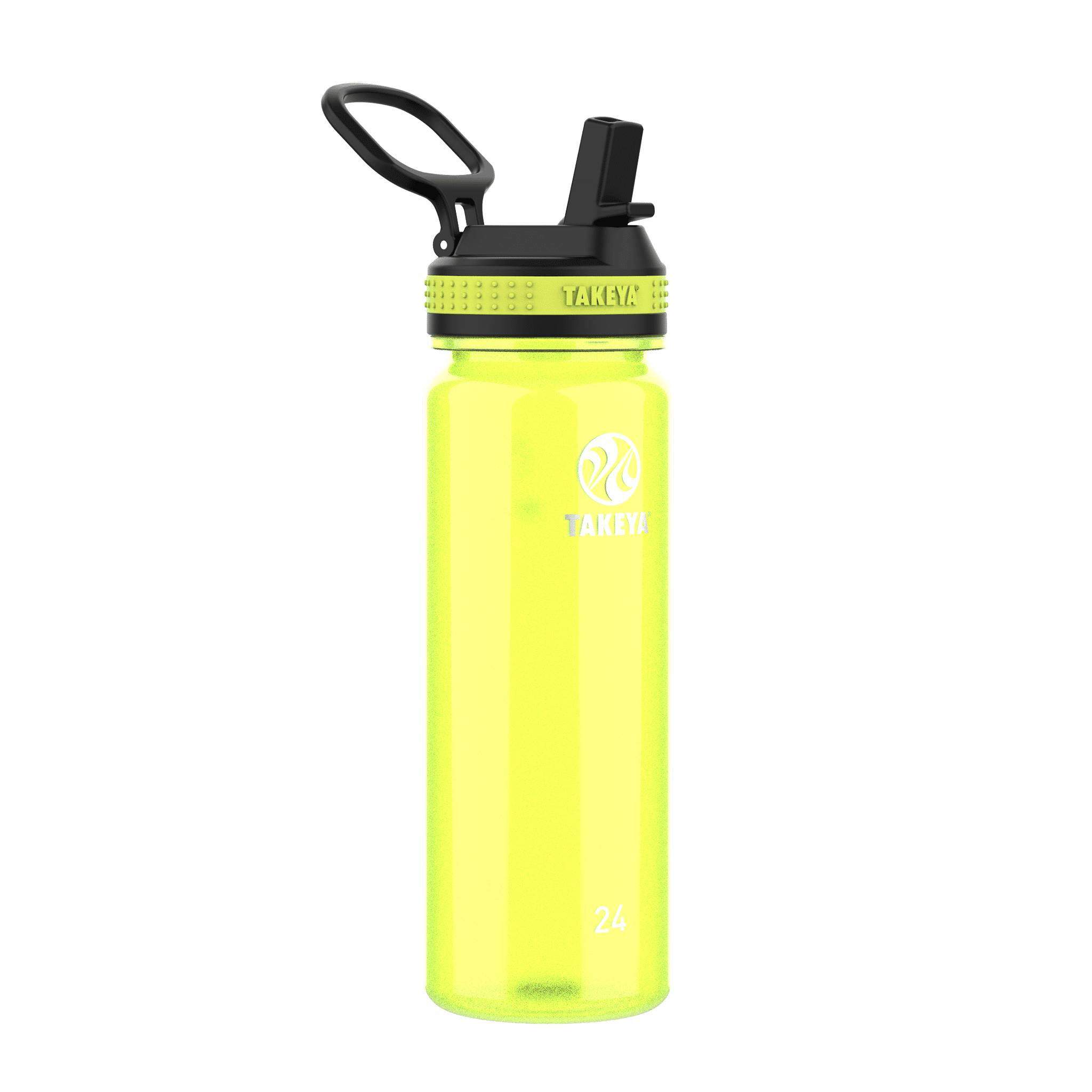 Takeya Tritan Plastic Straw Lid Water Bottle, Lightweight, Dishwasher safe,  24 oz, Wild Lime 