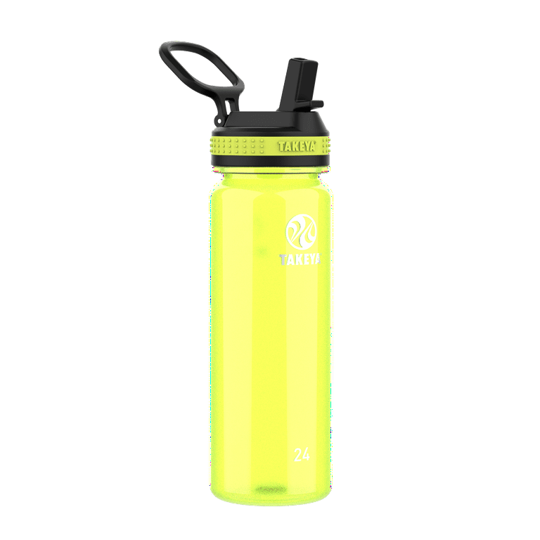 Takeya Tritan Plastic Straw Lid Water Bottle, Lightweight, Dishwasher safe,  24 oz, Clear 