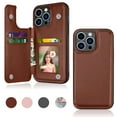 thumbnail image 1 of Takfox For Apple iPhone 14/14 Pro/14 Plus/14 Pro Max Wallet Case,With Card Slots Holder PU Leather Folio Flip Snap Closure Kickstand TPU Frame Bumper Cover,Brown, 1 of 7