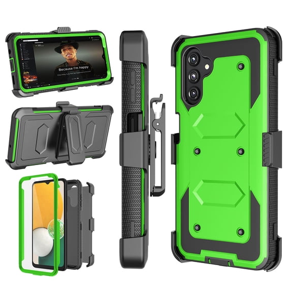 Takfox Case For Samsung Galaxy A13 5G,Shockproof Heavy Duty Rugged Locking Swivel Holster Belt Clip Kickstand Full Body Hard Shell Phone Cover Case,Green