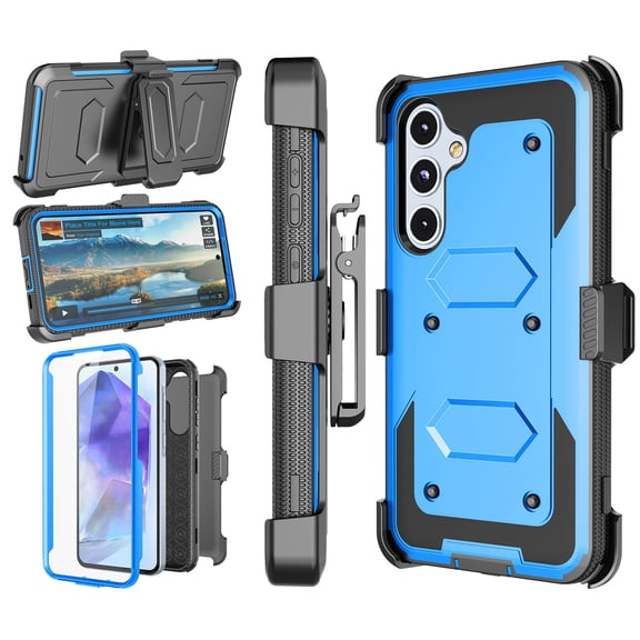 Takfox Case For Samsung Galaxy A35 5G ,Shockproof Heavy Duty Rugged Locking Swivel Holster Belt Clip Kickstand Full Body Hard Shell Phone Cover Case,Blue