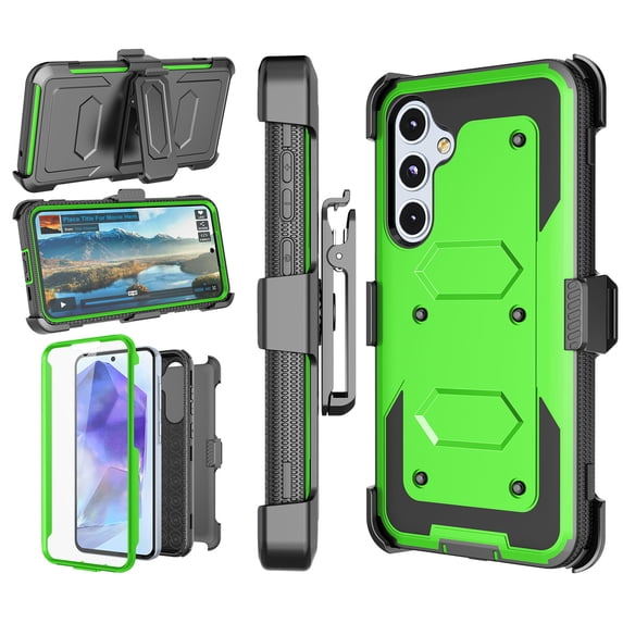 Takfox Case For Samsung Galaxy A35 5G ,Shockproof Heavy Duty Rugged Locking Swivel Holster Belt Clip Kickstand Full Body Hard Shell Phone Cover Case,Green