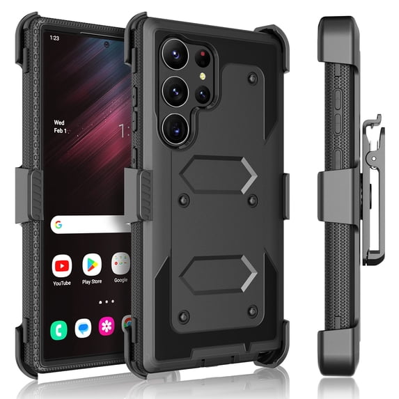Takfox Case For Samsung Galaxy S23,S23 Plus,S23 Ultra 5G ,Shockproof Heavy Duty Rugged Locking Swivel Holster Belt Clip Kickstand Full Body Hard Shell Phone Cover Case,Black