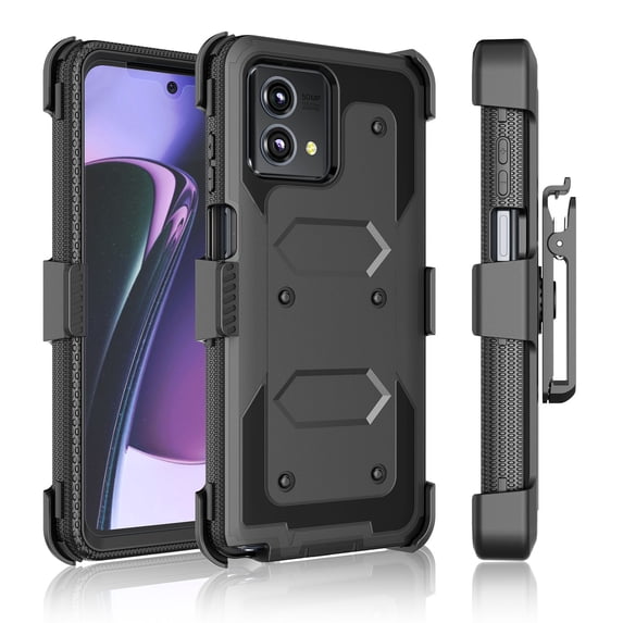 Takfox Case For Motorola Moto G Stylus 5G 2023,Shockproof Heavy Duty Rugged Locking Swivel Holster Belt Clip Kickstand Full Body Hard Shell Phone Cover Case,Black