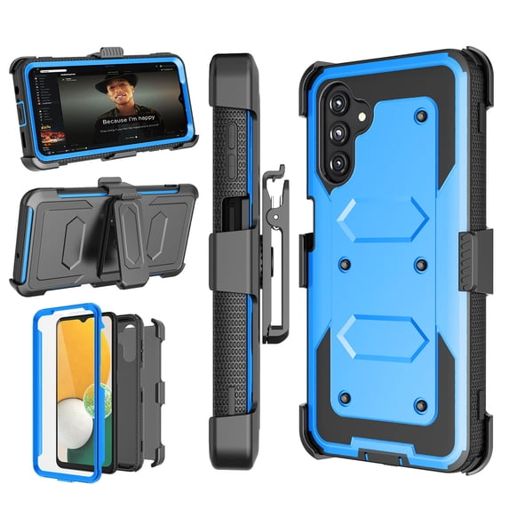 Takfox Case For Samsung Galaxy A13 5G,Shockproof Heavy Duty Rugged Locking Swivel Holster Belt Clip Kickstand Full Body Hard Shell Phone Cover Case,Blue