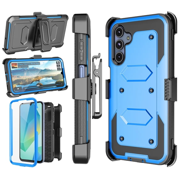 Takfox Case For Samsung Galaxy A16 5G ,Shockproof Heavy Duty Rugged Locking Swivel Holster Belt Clip Kickstand Full Body Hard Shell Phone Cover Case,Blue