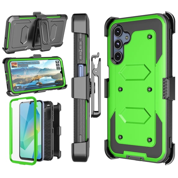 Takfox Case For Samsung Galaxy A16 5G ,Shockproof Heavy Duty Rugged Locking Swivel Holster Belt Clip Kickstand Full Body Hard Shell Phone Cover Case,Green