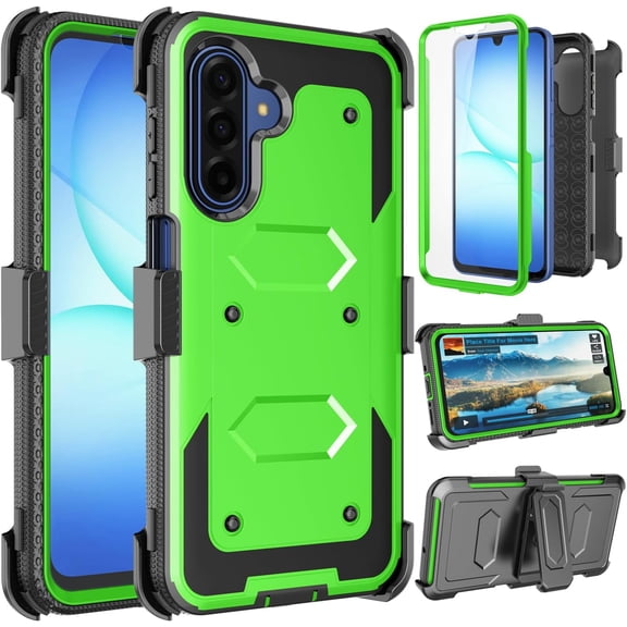 Takfox Case For Samsung Galaxy A17 5G ,Shockproof Heavy Duty Rugged Locking Swivel Holster Belt Clip Kickstand Full Body Hard Shell Phone Cover Case,Green