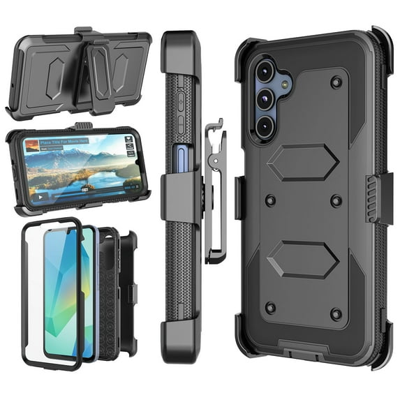 Takfox Case For Samsung Galaxy A36 5G ,Shockproof Heavy Duty Rugged Locking Swivel Holster Belt Clip Kickstand Full Body Hard Shell Phone Cover Case,Black
